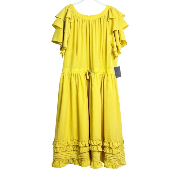 Eloquii Dresses & Skirts - NWT Eloquii Ruffles & Pintucks Fit & Flare Dress Size 24 Golden Yellow